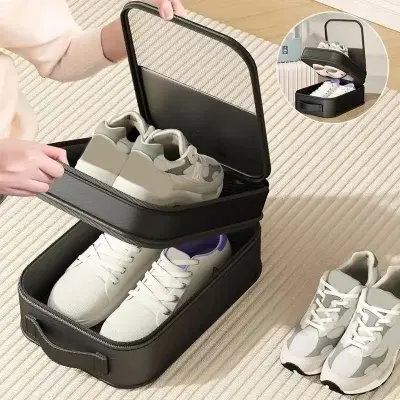 Picture of New Fashion Promotional Zipper Three Pairs Shoe Bag with Ladies Outdoor Shoes Matching Bags Portable Oxford Shoes Storage Bag