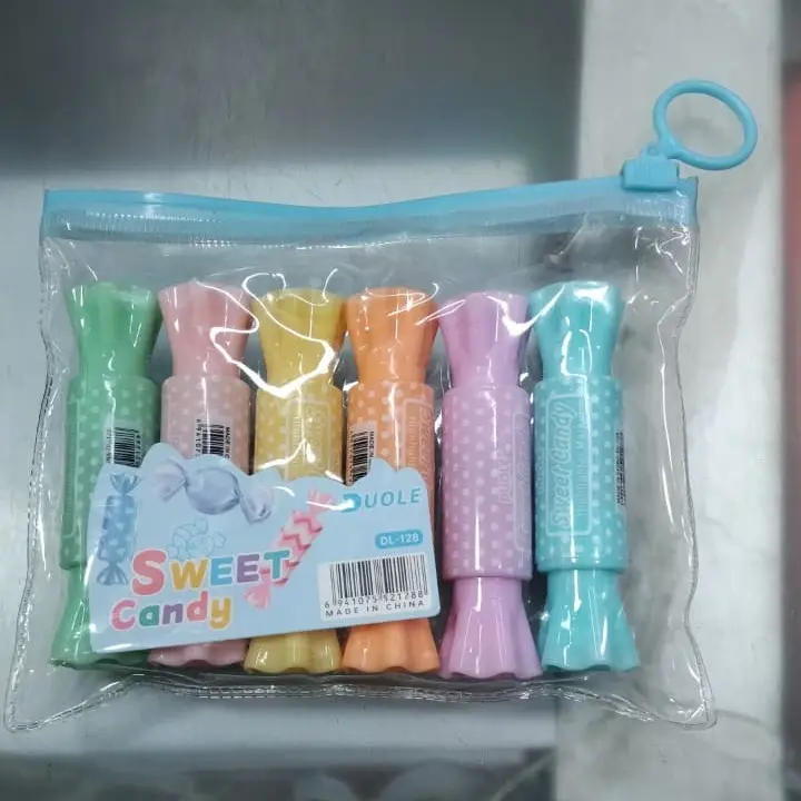 Picture of Sweet Candy Shaped Highlighters (Set of 6) - Cute Pastel Color Marker Pens for School, Journaling & Gifts