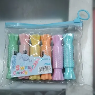 Picture of Sweet Candy Shaped Highlighters (Set of 6) - Cute Pastel Color Marker Pens for School, Journaling & Gifts
