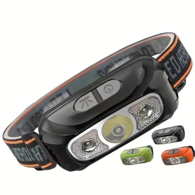 Picture of Rechargeable Headlamp Flashlight, 800 Lumens Motion Sensor Head Lamp, IPX4 Waterproof, Bright White Cree Led & Red Light, Perfect for Running, Camping, Hiking & More