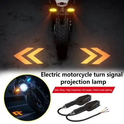 Picture of Universal Front Motorcycle Projection Turn Signal LED Lamp Sequential Flowing Flash Indicator Lights Running Light for