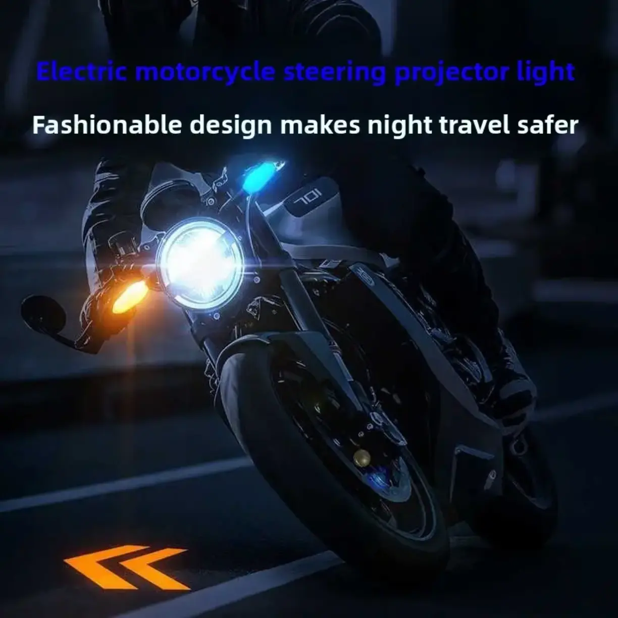 Picture of Universal Front Motorcycle Projection Turn Signal LED Lamp Sequential Flowing Flash Indicator Lights Running Light for