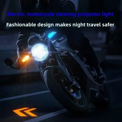 Picture of Universal Front Motorcycle Projection Turn Signal LED Lamp Sequential Flowing Flash Indicator Lights Running Light for