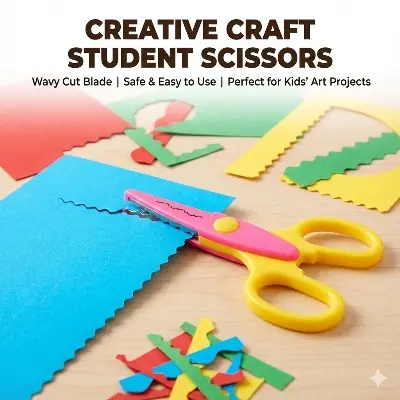 Picture of Kids Craft Set - Zigzag Safety Scissors & 4 Mini Paper Shape Punches for Scrapbooking & Card Making