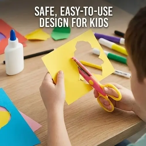 Picture of Kids Craft Set - Zigzag Safety Scissors & 4 Mini Paper Shape Punches for Scrapbooking & Card Making