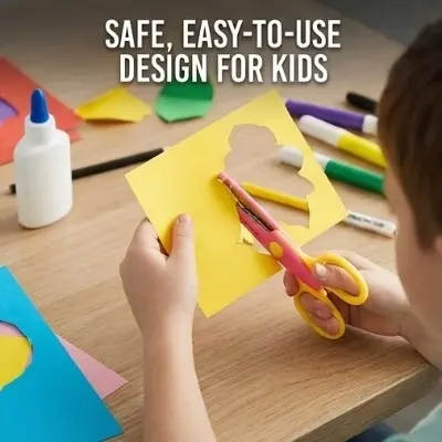 Picture of Kids Craft Set - Zigzag Safety Scissors & 4 Mini Paper Shape Punches for Scrapbooking & Card Making