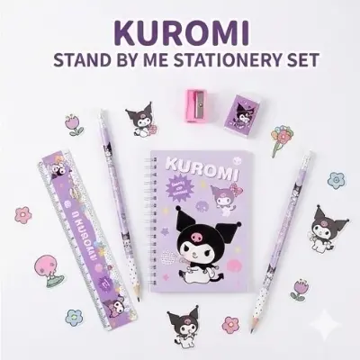 Picture of Kuromi Stationery Set - Stand By Me Series - Cute Purple Pencil Kit with Ruler, Eraser & Sharpener Cute Kuromi Pencil Set - Sanrio Theme School Supplies