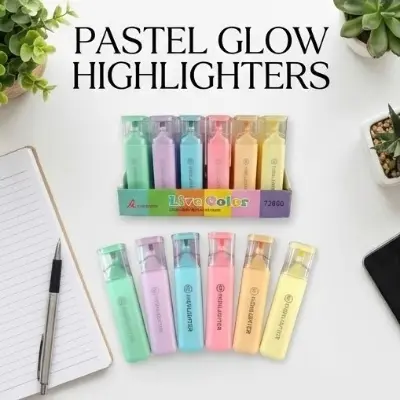 Picture of pace Capsule Pastel Highlighters(6 PIS) (Model A-8154) - Ergonomic Soft Chisel Tip Markers - No Bleed & Quick Dry-6 PIS