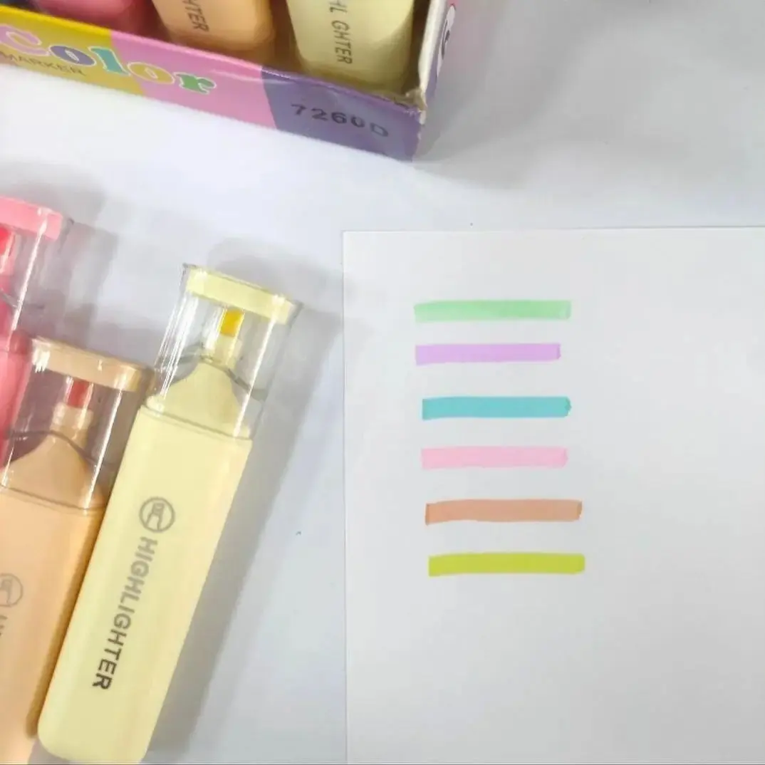 Picture of pace Capsule Pastel Highlighters(6 PIS) (Model A-8154) - Ergonomic Soft Chisel Tip Markers - No Bleed & Quick Dry-6 PIS