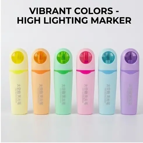 Picture of Space Capsule Pastel Highlighters (Model A-8154) - Set of 6 Ergonomic Cute Marker Pens for School & Office