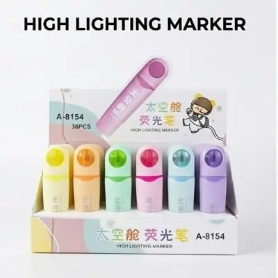 Picture of Space Capsule Pastel Highlighters (Model A-8154) - Set of 6 Ergonomic Cute Marker Pens for School & Office