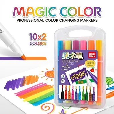 Picture of Magic Color Changing Marker Pens (12 Pcs Set) - 10 Colors + 2 Magic White Pens for Secret Messages & Art Magic Art Markers - Color Changing & Secret Message Pens for Kids
