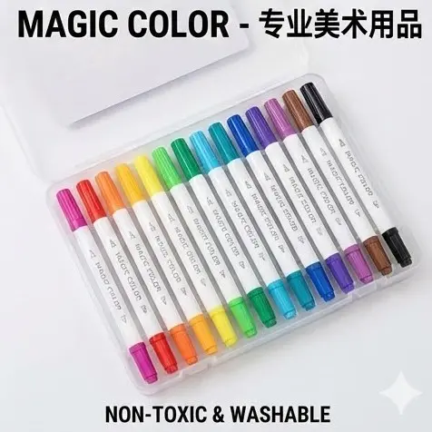 Picture of Magic Color Changing Marker Pens (12 Pcs Set) - 10 Colors + 2 Magic White Pens for Secret Messages & Art Magic Art Markers - Color Changing & Secret Message Pens for Kids