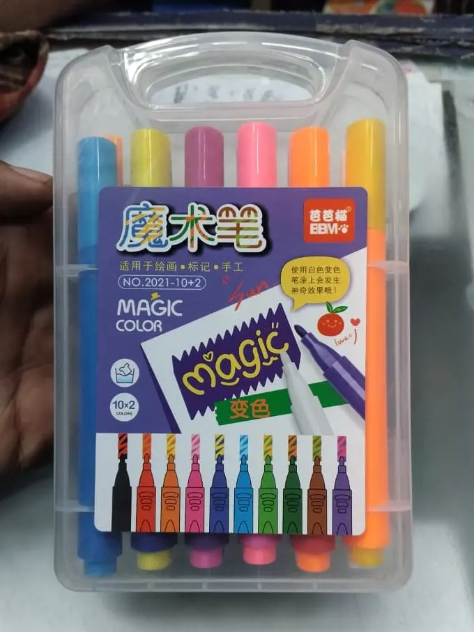 Picture of Magic Color Changing Marker Pens (12 Pcs Set) - 10 Colors + 2 Magic White Pens for Secret Messages & Art Magic Art Markers - Color Changing & Secret Message Pens for Kids