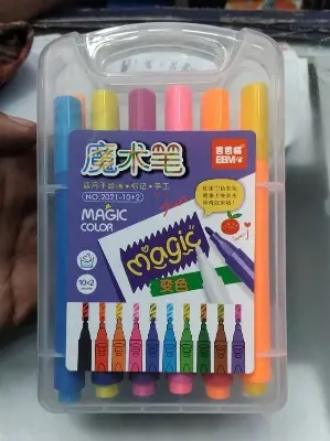Picture of Magic Color Changing Marker Pens (12 Pcs Set) - 10 Colors + 2 Magic White Pens for Secret Messages & Art Magic Art Markers - Color Changing & Secret Message Pens for Kids