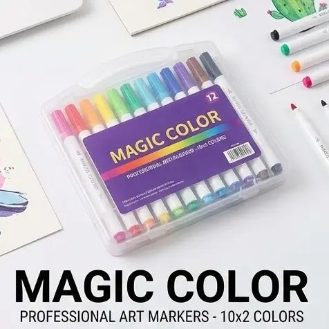 Picture of Magic Color Changing Marker Pens (12 Pcs Set) - 10 Colors + 2 Magic White Pens for Secret Messages & Art Magic Art Markers - Color Changing & Secret Message Pens for Kids