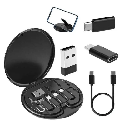 Picture of 5 in 1 Multi USB C Charging Cable with Lighting Micro-USB USB-cConverter Adapter and Slim Card Slot Multi Cable Organizer Box