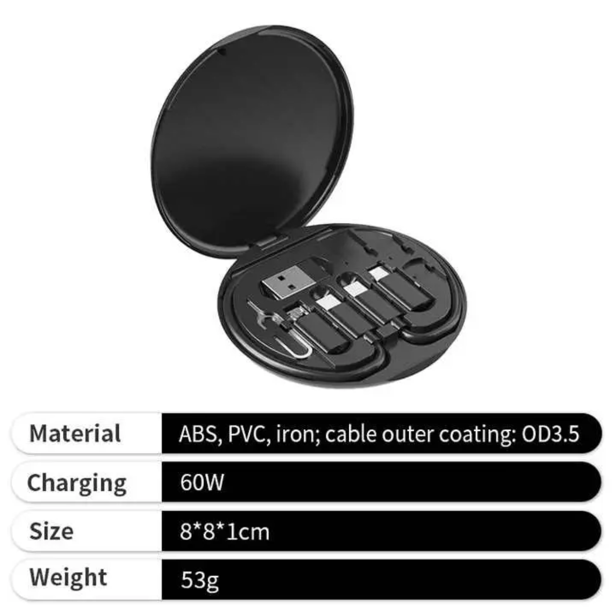 Picture of 5 in 1 Multi USB C Charging Cable with Lighting Micro-USB USB-cConverter Adapter and Slim Card Slot Multi Cable Organizer Box