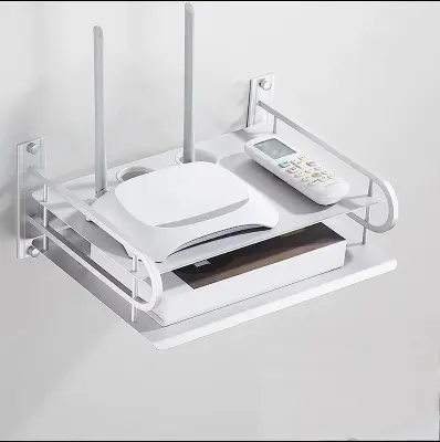 Picture of Stainless Steel Wall-Mounted Router Shelf No Dril WiFi Storage Organizer Home Bathroom Kitchen Shelf