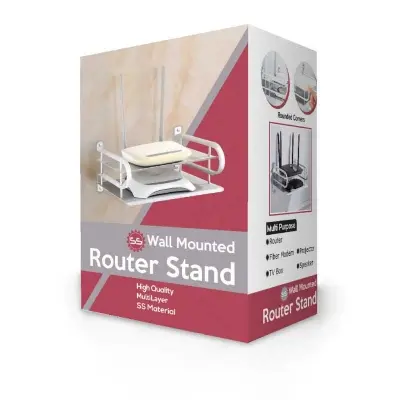 Picture of Stainless Steel Wall-Mounted Router Shelf No Dril WiFi Storage Organizer Home Bathroom Kitchen Shelf