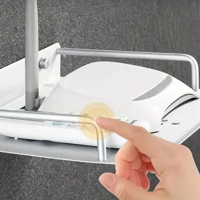Picture of Stainless Steel Wall-Mounted Router Shelf No Dril WiFi Storage Organizer Home Bathroom Kitchen Shelf