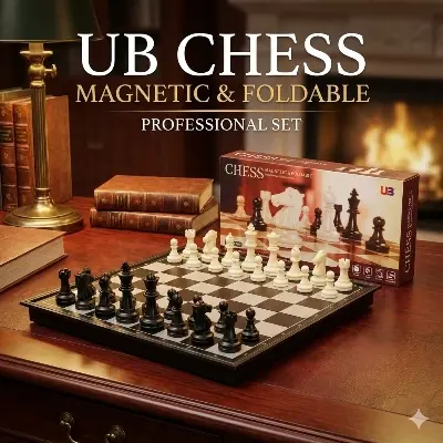 Picture of Magnetic Foldable Chess Set - Gold & Silver Pieces - Portable Board Game for Travel & Kids,Premium Magnetic Chess Set - Foldable & Portable Toy