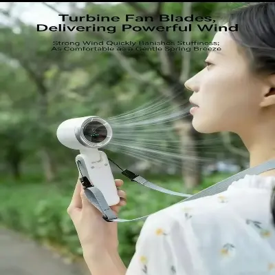 Picture of Portable Mini Turbo Fan  High-Spee Rechargeable USB Outdoor Sumn Phone Digital Display Foldable Handheld Rated Voltage DC 5v input: 1A Power: 7w