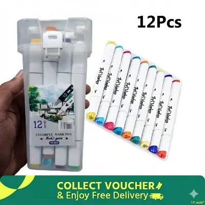 Picture of Touch Yuze YZ-502 Twin Tip Art Markers (12 Colors) - Dual Head Sketch Pens for Artists & Designers,Professional Art Markers - 12 Color Touch Yuze Sketch Set