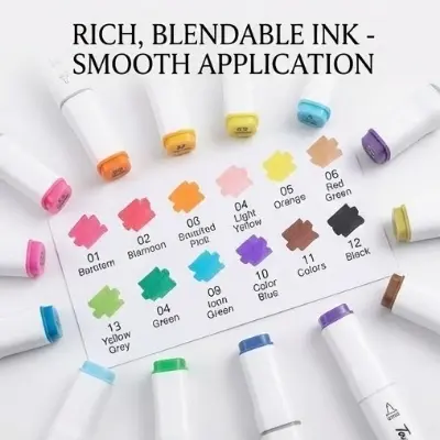 Picture of Touch Yuze YZ-502 Twin Tip Art Markers (12 Colors) - Dual Head Sketch Pens for Artists & Designers,Professional Art Markers - 12 Color Touch Yuze Sketch Set