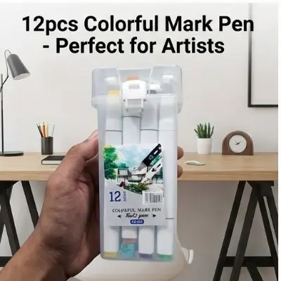 Picture of Touch Yuze YZ-502 Twin Tip Art Markers (12 Colors) - Dual Head Sketch Pens for Artists & Designers,Professional Art Markers - 12 Color Touch Yuze Sketch Set