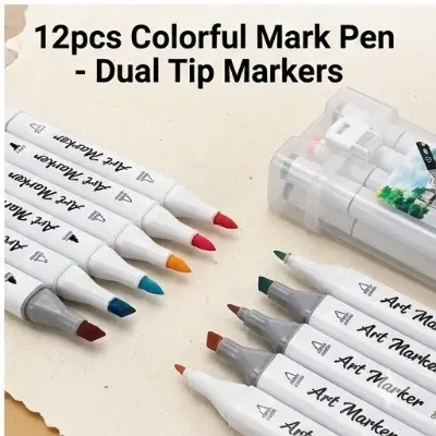 Picture of Touch Yuze YZ-502 Twin Tip Art Markers (12 Colors) - Dual Head Sketch Pens for Artists & Designers,Professional Art Markers - 12 Color Touch Yuze Sketch Set