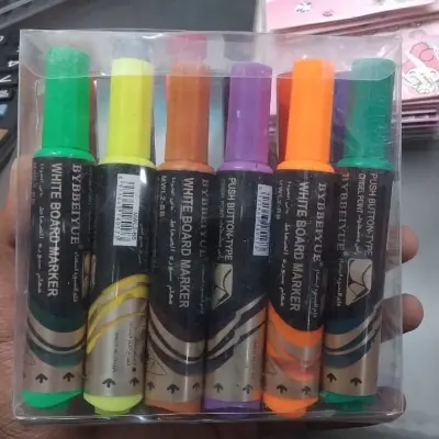 Picture of Whiteboard Markers (Set of 12) - Liquid Ink Chisel Tip Dry Erase Pens,Long Lasting Liquid Ink Markers - Push Button Whiteboard Pens BYBBEIYUE Push Button 12 color