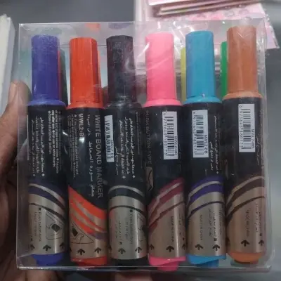 Picture of Whiteboard Markers (Set of 12) - Liquid Ink Chisel Tip Dry Erase Pens,Long Lasting Liquid Ink Markers - Push Button Whiteboard Pens BYBBEIYUE Push Button 12 color