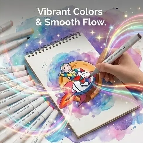 Picture of Touch Young 18 Colors Art Markers - Alcohol Based Dual Tip Sketch Pens for Students & Artists Best Budget Art Markers - Touch Young 18 Pcs Twin Tip Set