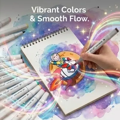 Picture of Touch Young 18 Colors Art Markers - Alcohol Based Dual Tip Sketch Pens for Students & Artists Best Budget Art Markers - Touch Young 18 Pcs Twin Tip Set