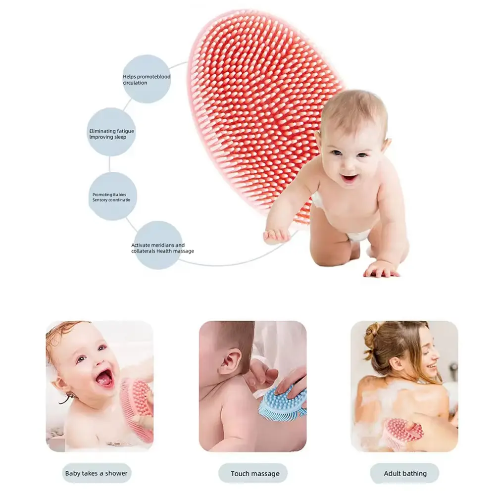 Picture of Baby Sensory Brush Silicon  Massage Bath ,Head Hair Washer Comb ,Massage Scrubber Sclap Shower Exfoliating Body Premium Silicone Loofah Infant Bath Brush