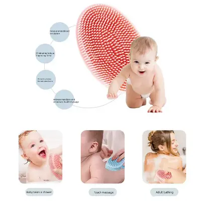 Picture of Baby Sensory Brush Silicon  Massage Bath ,Head Hair Washer Comb ,Massage Scrubber Sclap Shower Exfoliating Body Premium Silicone Loofah Infant Bath Brush