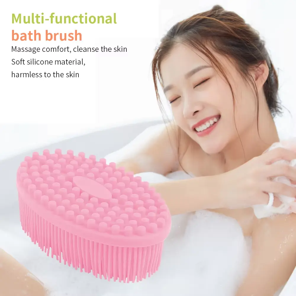 Picture of Baby Sensory Brush Silicon  Massage Bath ,Head Hair Washer Comb ,Massage Scrubber Sclap Shower Exfoliating Body Premium Silicone Loofah Infant Bath Brush