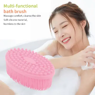 Picture of Baby Sensory Brush Silicon  Massage Bath ,Head Hair Washer Comb ,Massage Scrubber Sclap Shower Exfoliating Body Premium Silicone Loofah Infant Bath Brush