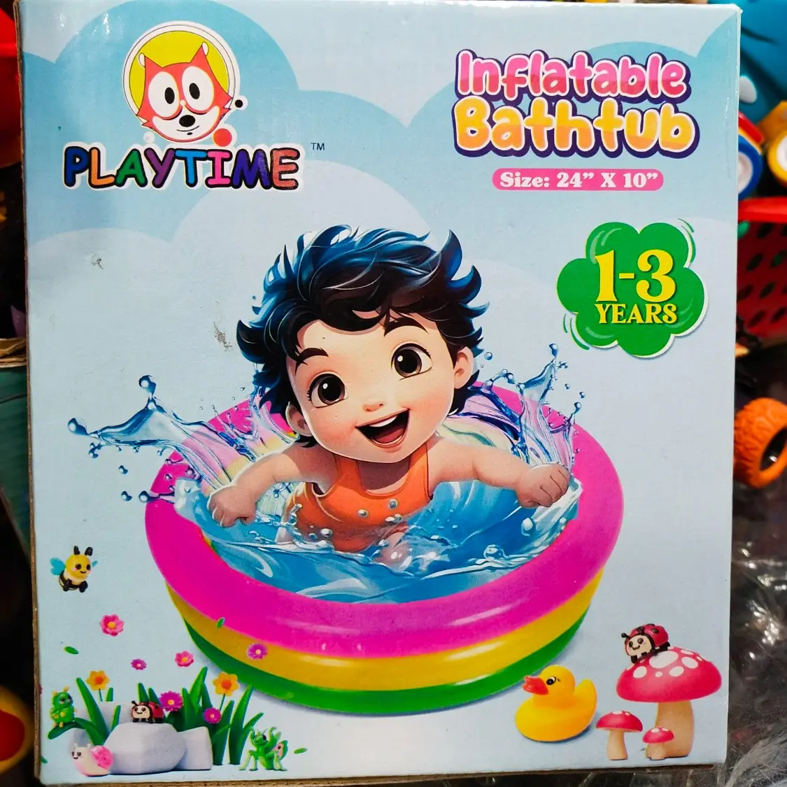 Picture of Swimming Pool Inflatable Swimming Pool Paddling Pool Three-Color Inflatable Rainbow Round Family Inflatable Swimming Pool Inflatable Pool(60CM