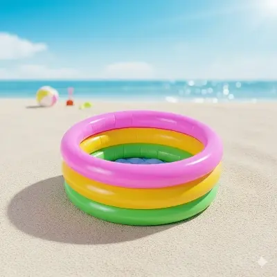 Picture of Swimming Pool Inflatable Swimming Pool Paddling Pool Three-Color Inflatable Rainbow Round Family Inflatable Swimming Pool Inflatable Pool(60CM