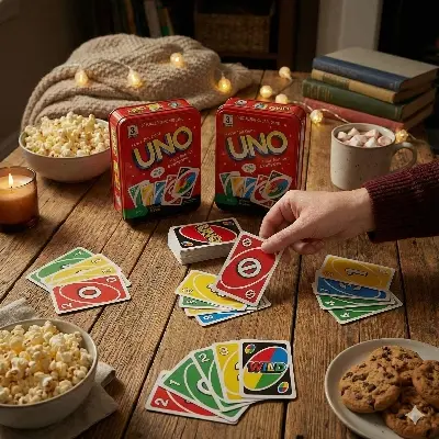 Picture of UNO Luxury Edition Card Game in Steel Box - Waterproof Plastic PVC Cards for Kids & Adults (Family Fun Toy), Premium UNO Tin Box Edition - Washable Playing Cards