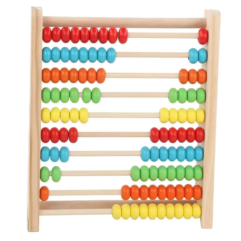 Picture of Wooden Abacus with 10 Rows - Montessori Math Learning & Counting Frame Toy for Kids - Colorful Beads Calculator