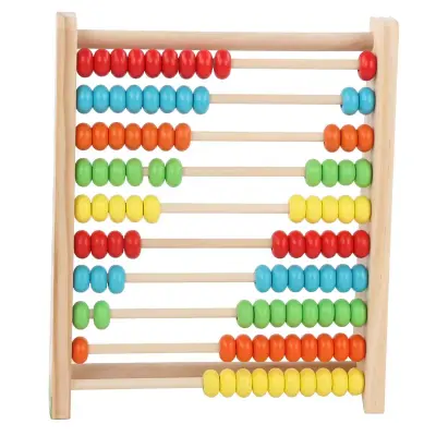 Picture of Wooden Abacus with 10 Rows - Montessori Math Learning & Counting Frame Toy for Kids - Colorful Beads Calculator