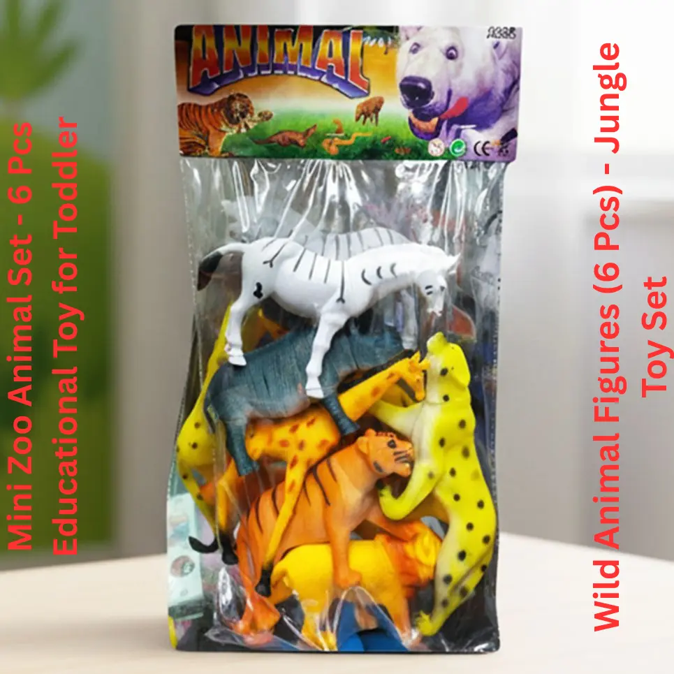 Picture of 6 Pcs Wild Animal Toy Set for Kids - Realistic Rubber Plastic Jungle Zoo Animals Figures,Mini Zoo Animal Set - 6 Pcs Educational Toy for Toddlers
