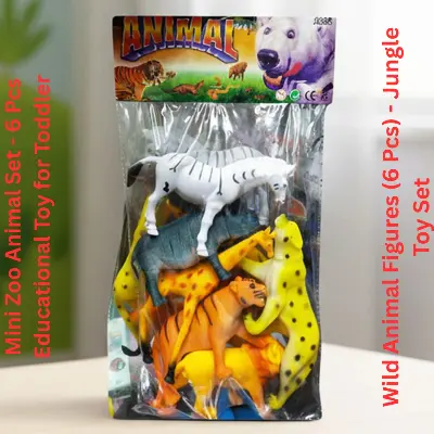 Picture of 6 Pcs Wild Animal Toy Set for Kids - Realistic Rubber Plastic Jungle Zoo Animals Figures,Mini Zoo Animal Set - 6 Pcs Educational Toy for Toddlers