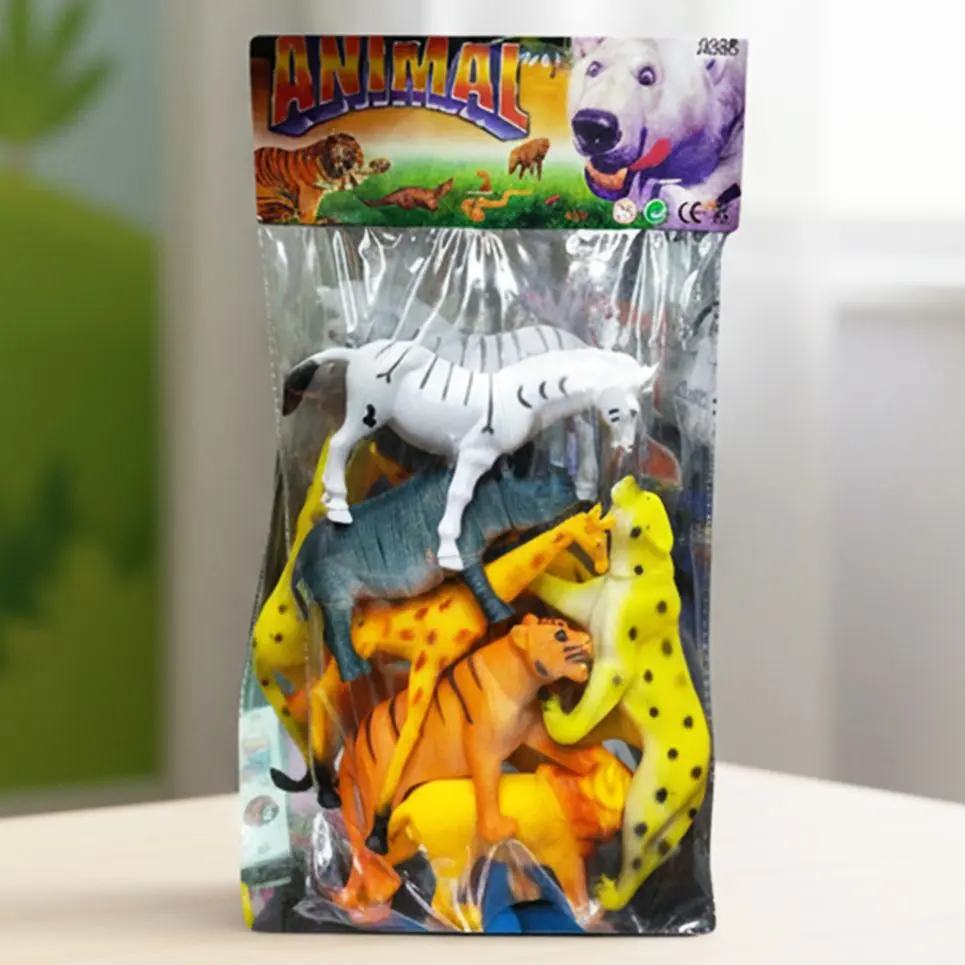 Picture of 6 Pcs Wild Animal Toy Set for Kids - Realistic Rubber Plastic Jungle Zoo Animals Figures,Mini Zoo Animal Set - 6 Pcs Educational Toy for Toddlers