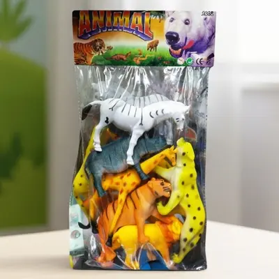Picture of 6 Pcs Wild Animal Toy Set for Kids - Realistic Rubber Plastic Jungle Zoo Animals Figures,Mini Zoo Animal Set - 6 Pcs Educational Toy for Toddlers