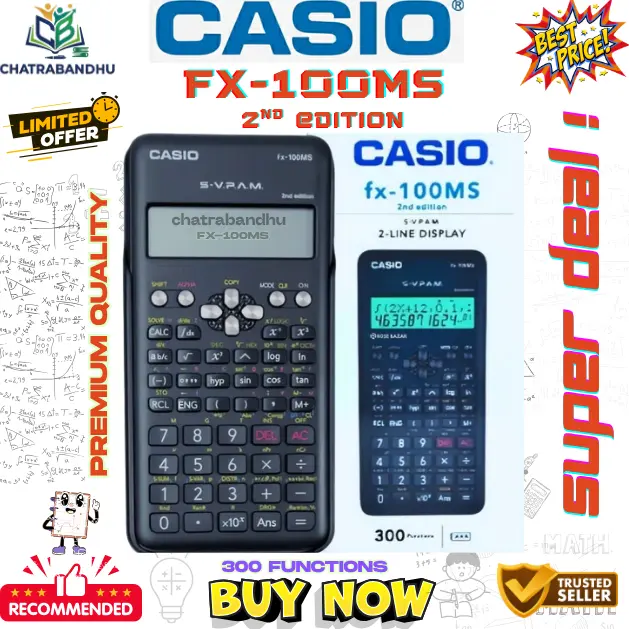 Picture of FX 100ms Calculator ,2nd Edition , (THAILAND VARIANT) calculator, Non-Programmable acadamic-black