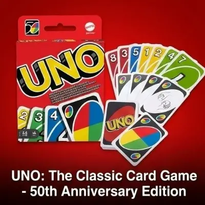 Picture of UNO 50th Anniversary Edition Card Game - Premium Black Deck with Golden Coin & Special Rules